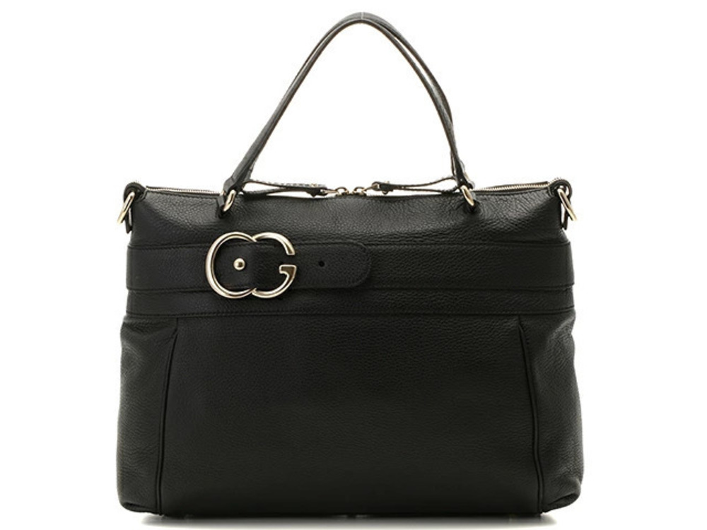 Gucci shoulder bag black embossed calfskin strap handbag